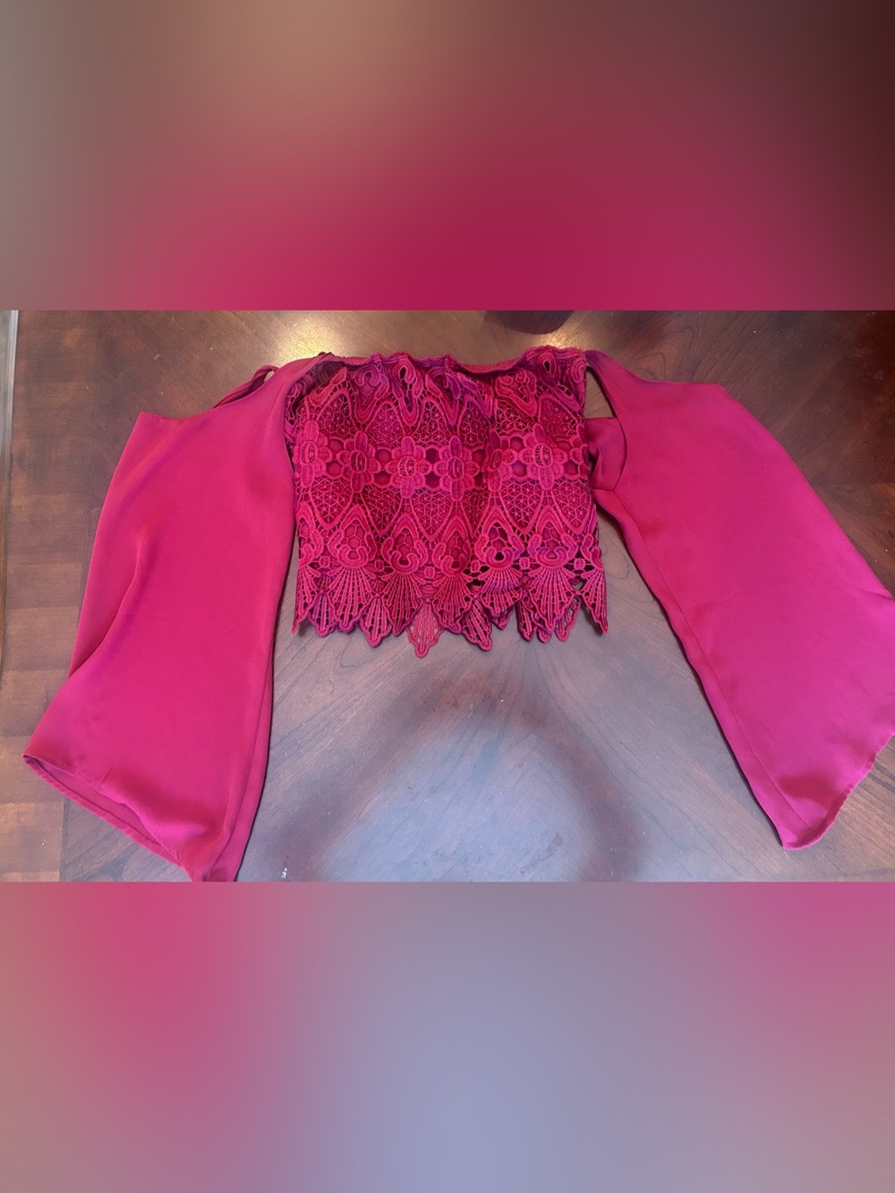Forever 21 Maroon Lace Off-Shoulder Crop Top